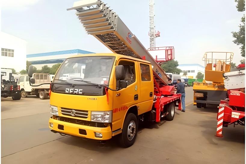 Aerial moving lift ladder mechanism detail